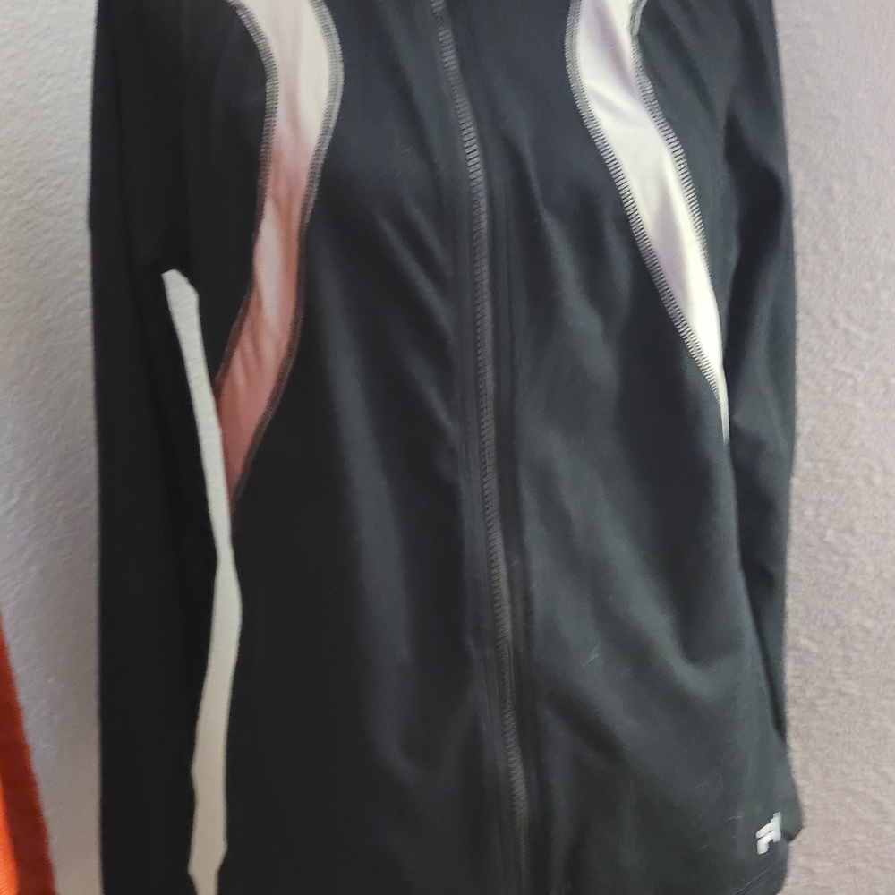 Fila Black and White Zip-Front Athletic Jacket